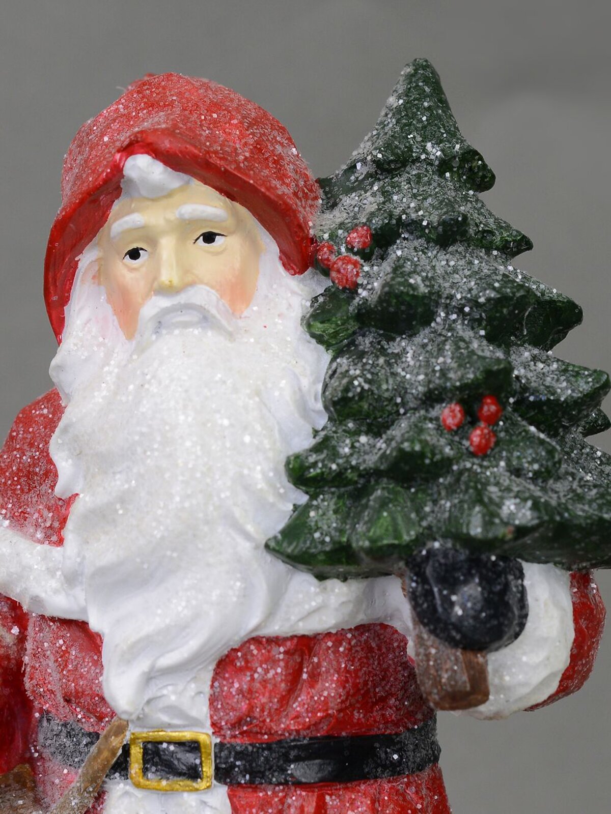 Traditional Santa Christmas Ornament Standing With Bell, Bag & Tree - 30cm — image 2