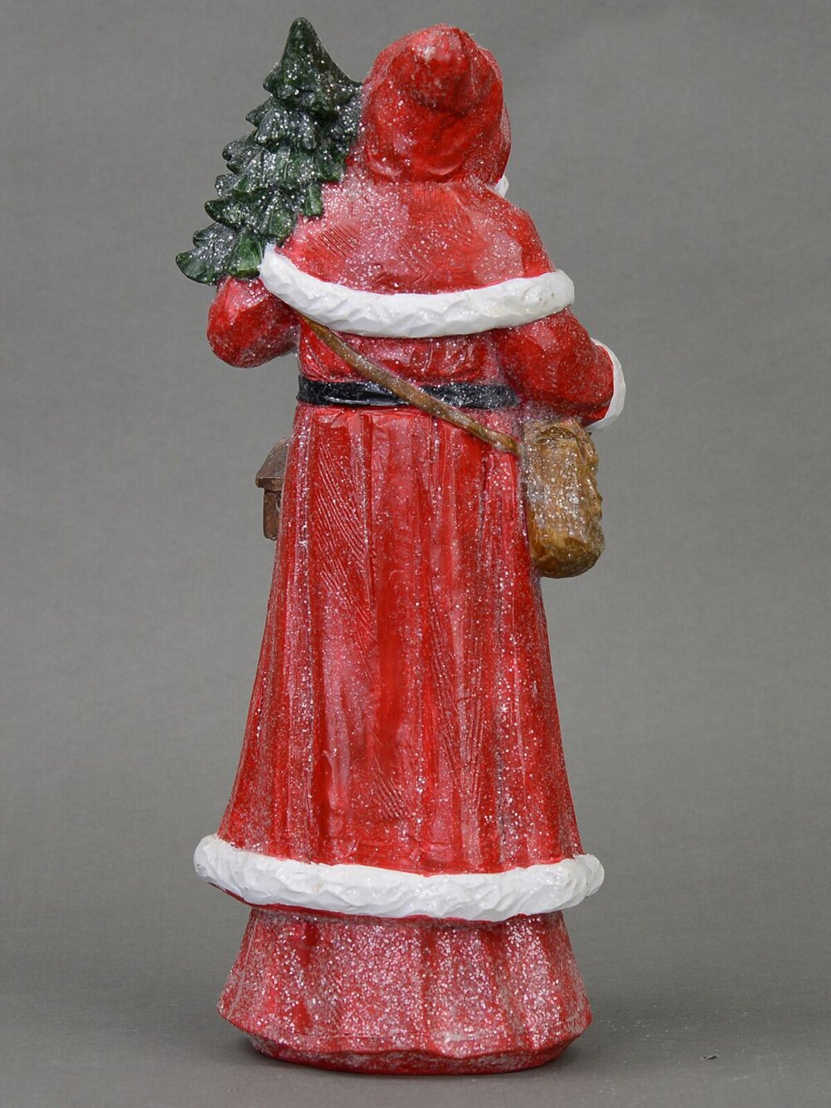 Traditional Santa Christmas Ornament Standing With Bell, Bag & Tree - 30cm — image 7