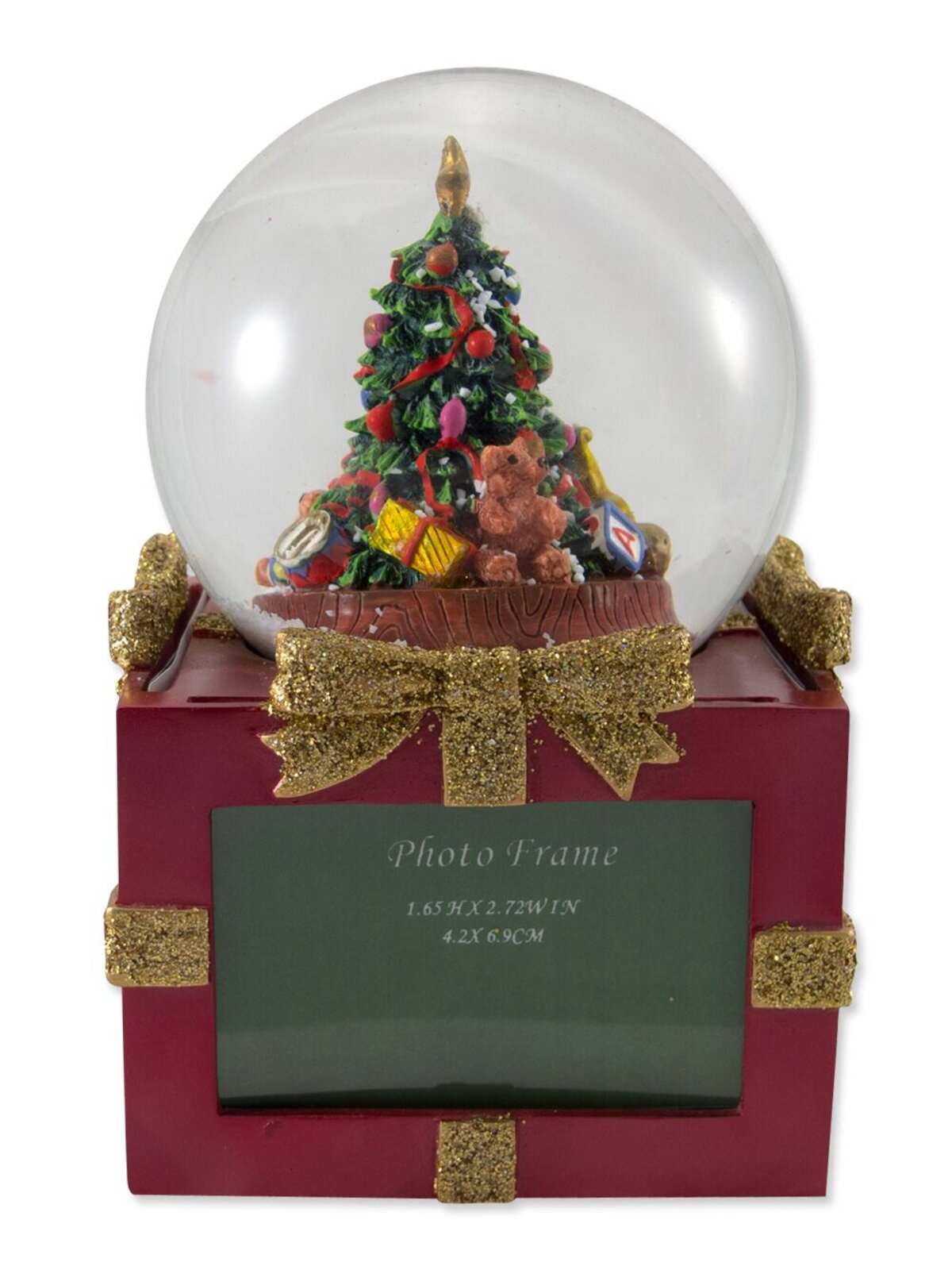 Tree Waterball On Photo Frame Gift Box Base Snowglobe - 16cm
