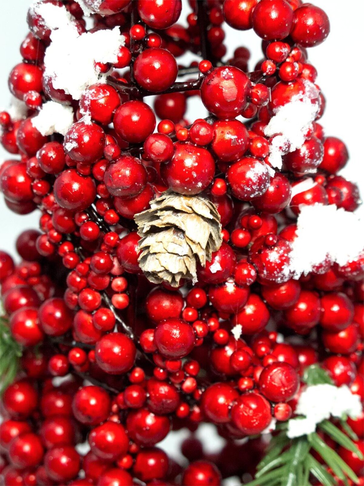 Vine Cone Tree Ornament With Red Berries - 40cm — image 4