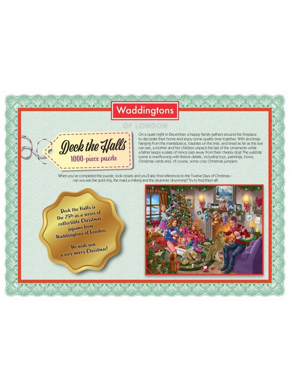 Waddingtons Of London Deck The Halls 1000 Piece Jigsaw Puzzle — image 6