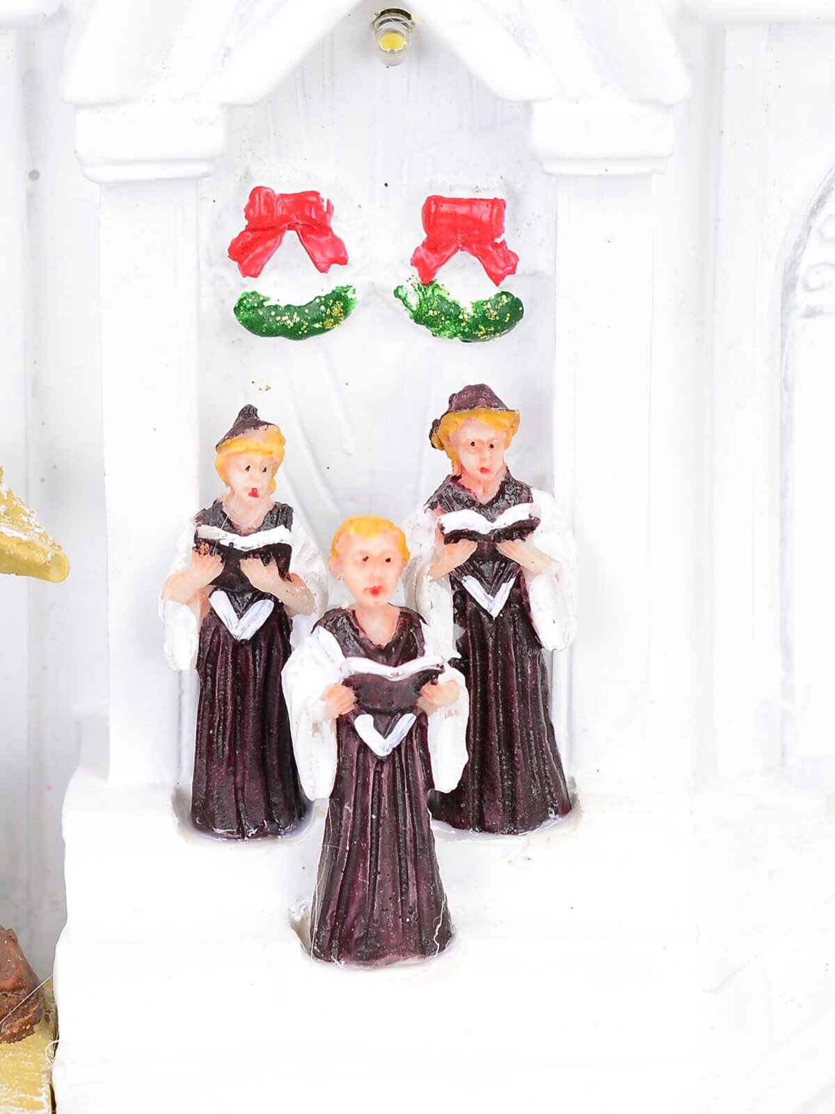 White Church With Revolving Christmas Tree - 37cm