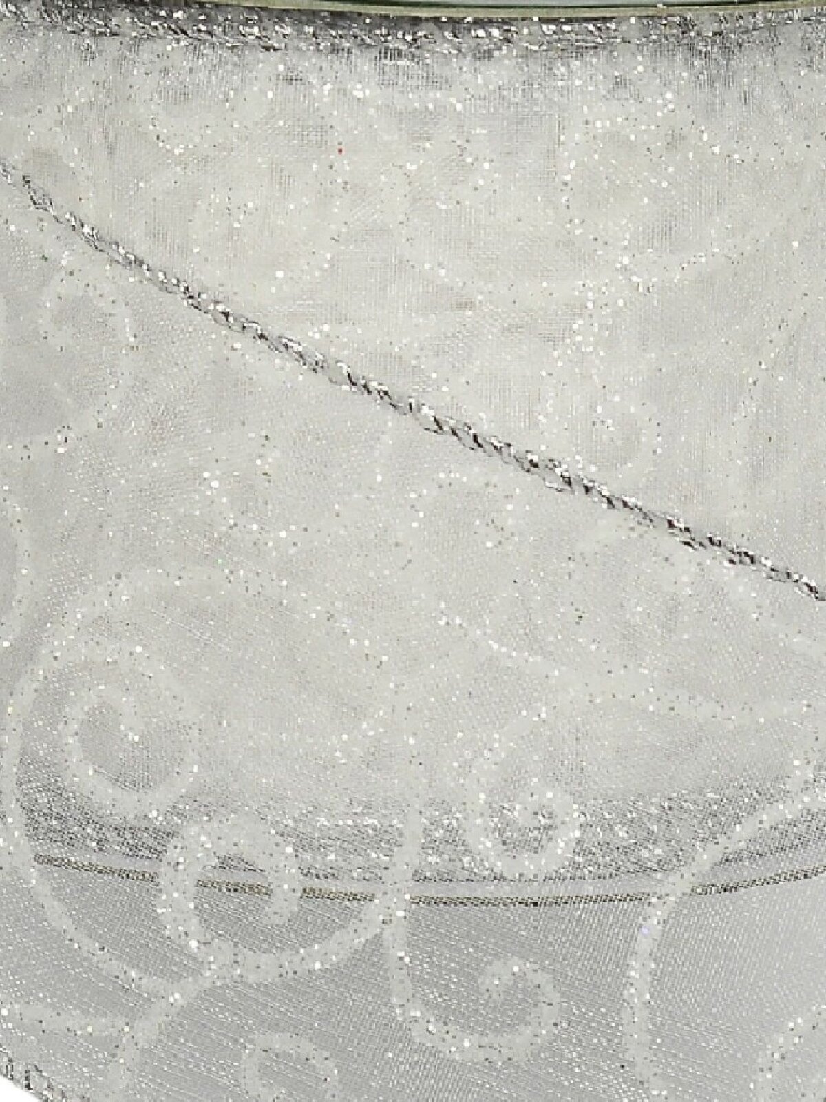 White Filigree Pattern Organza Wide Cut Ribbon 3m x 63mm