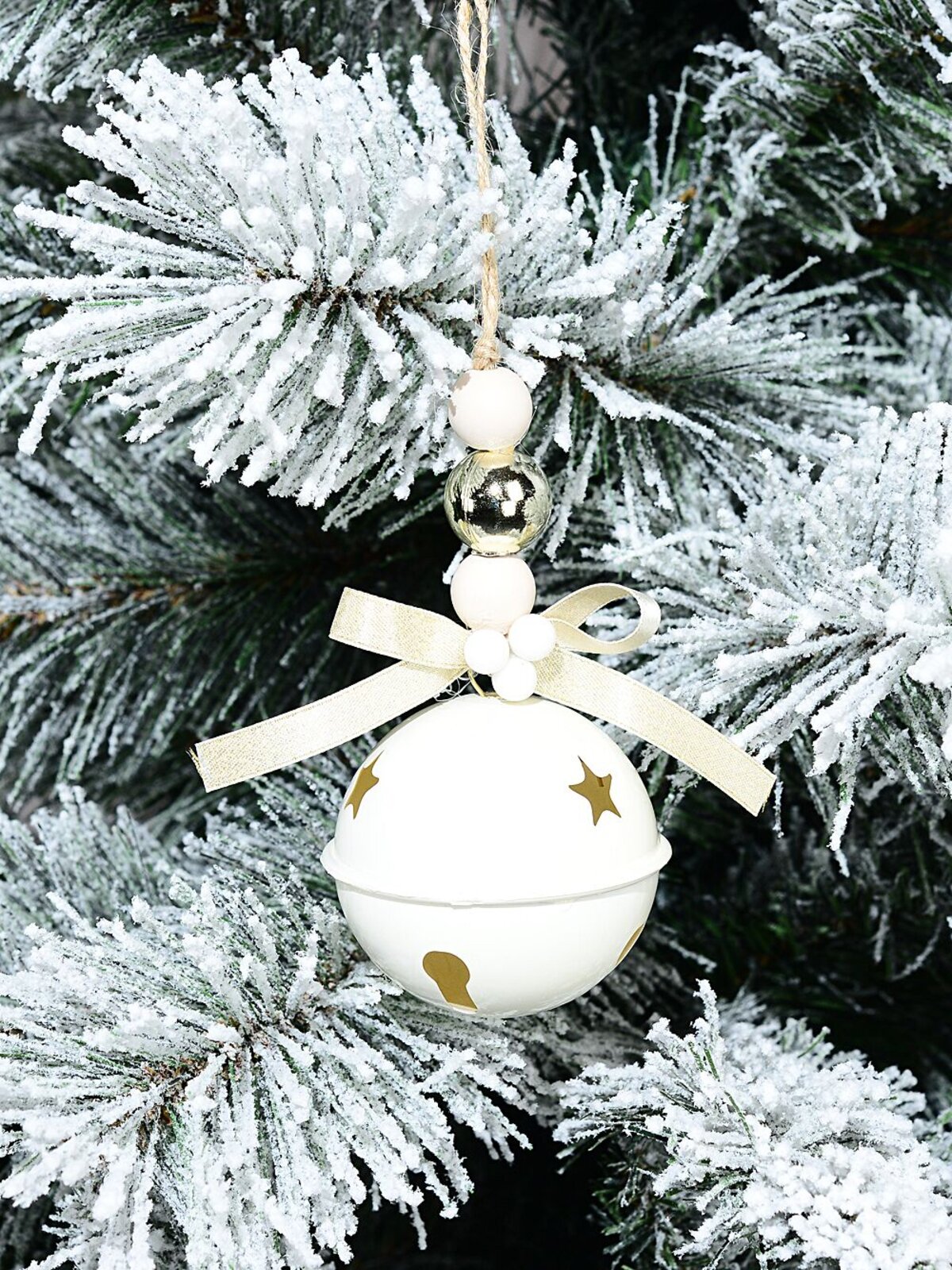 White Gloss Whimsical Essential Tinkling Jingle Bell Bauble | 65mm — image 2