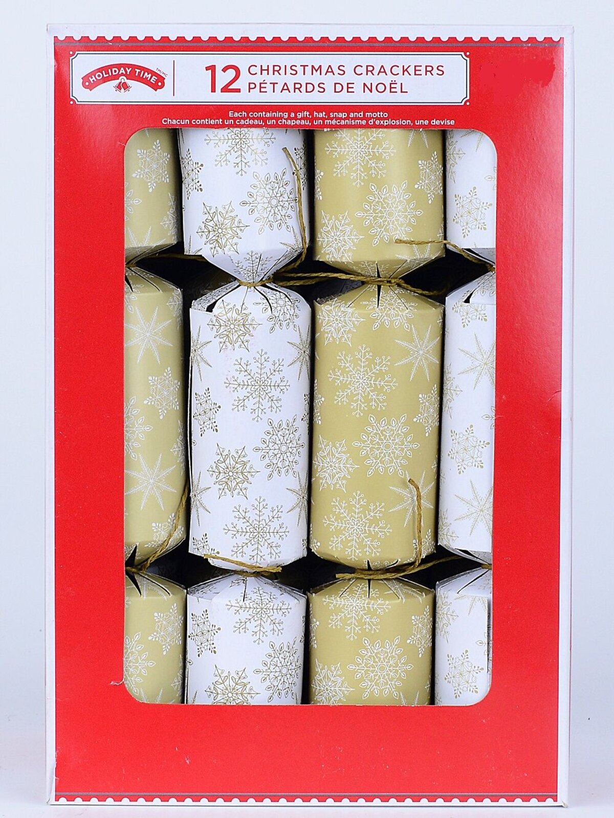 White & Matte Gold Snowflakes Christmas Cracker Bon Bons - 12 x 30cm — image 2