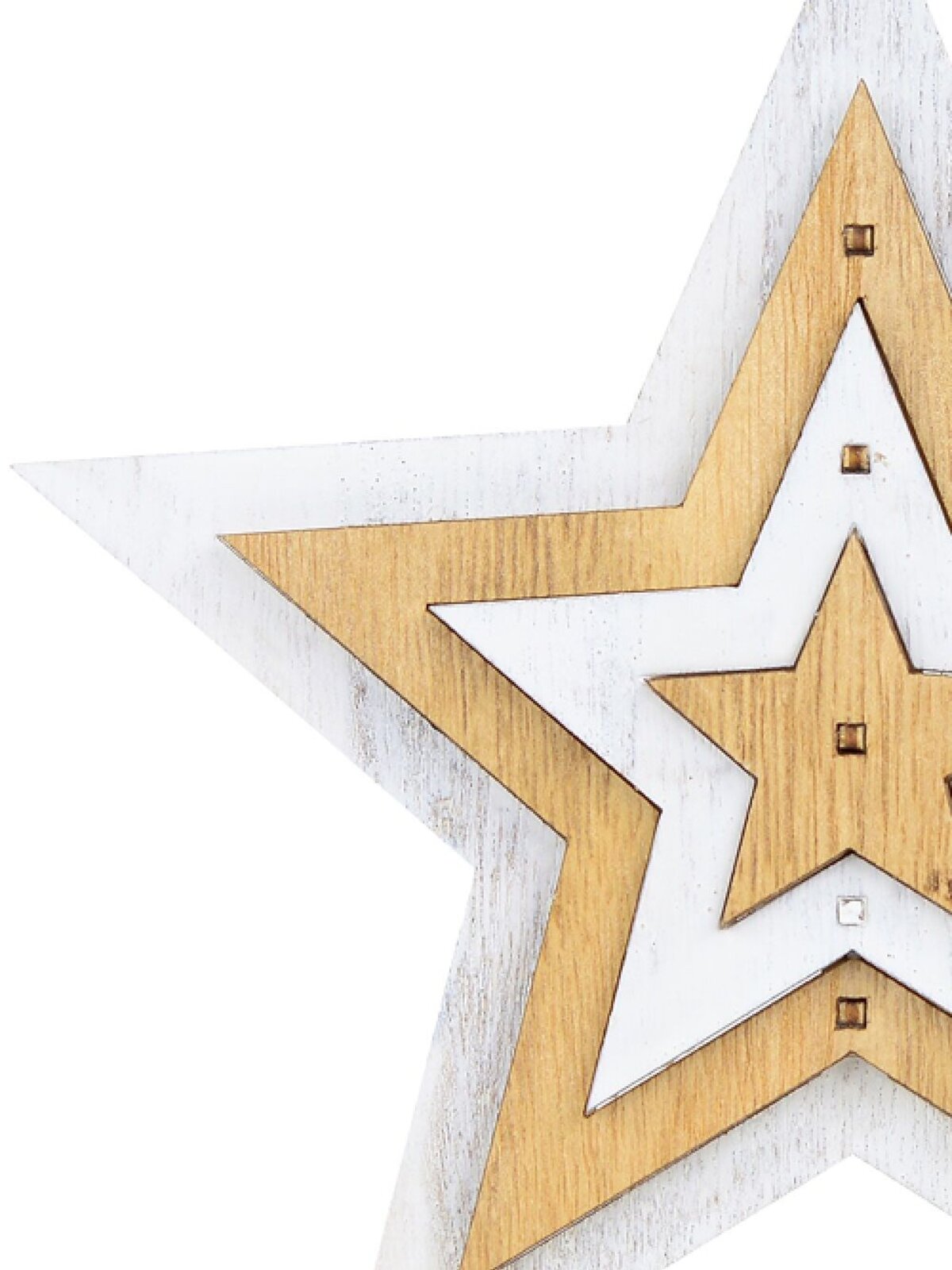 White & Natural Wooden Five Point Star Table Top Ornament - 20cm — image 3