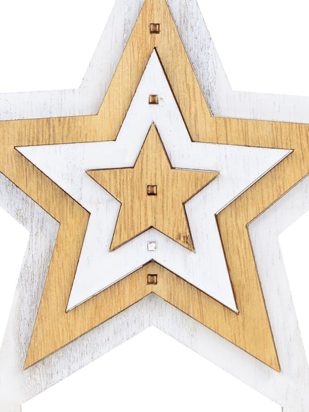 White & Natural Wooden Five Point Star Table Top Ornament - 20cm — image 4