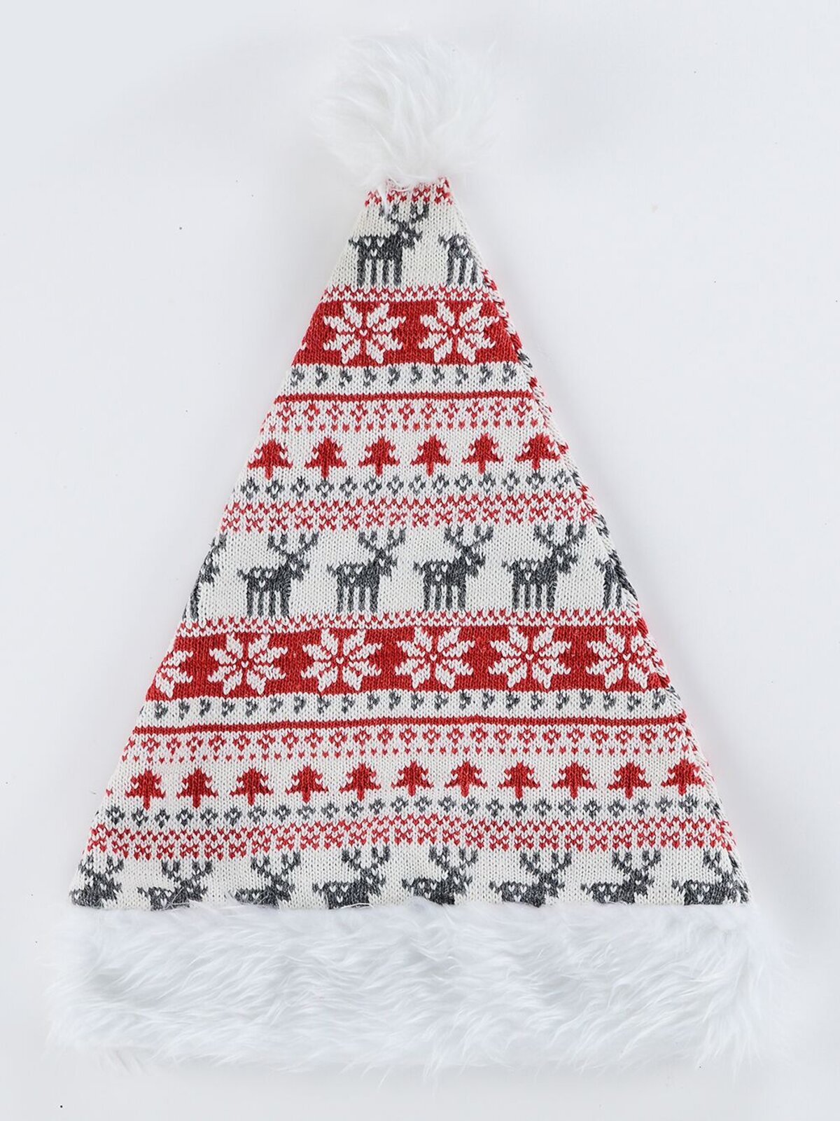 White Red Grey Ugly Sweater Knitted Santa Hat | One Size Fits Most — image 3