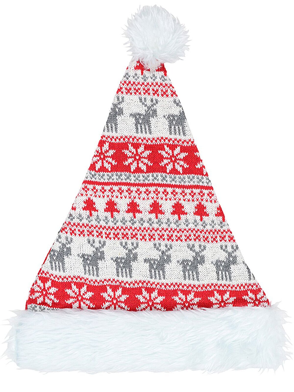 White Red Grey Ugly Sweater Knitted Santa Hat | One Size Fits Most — image 2