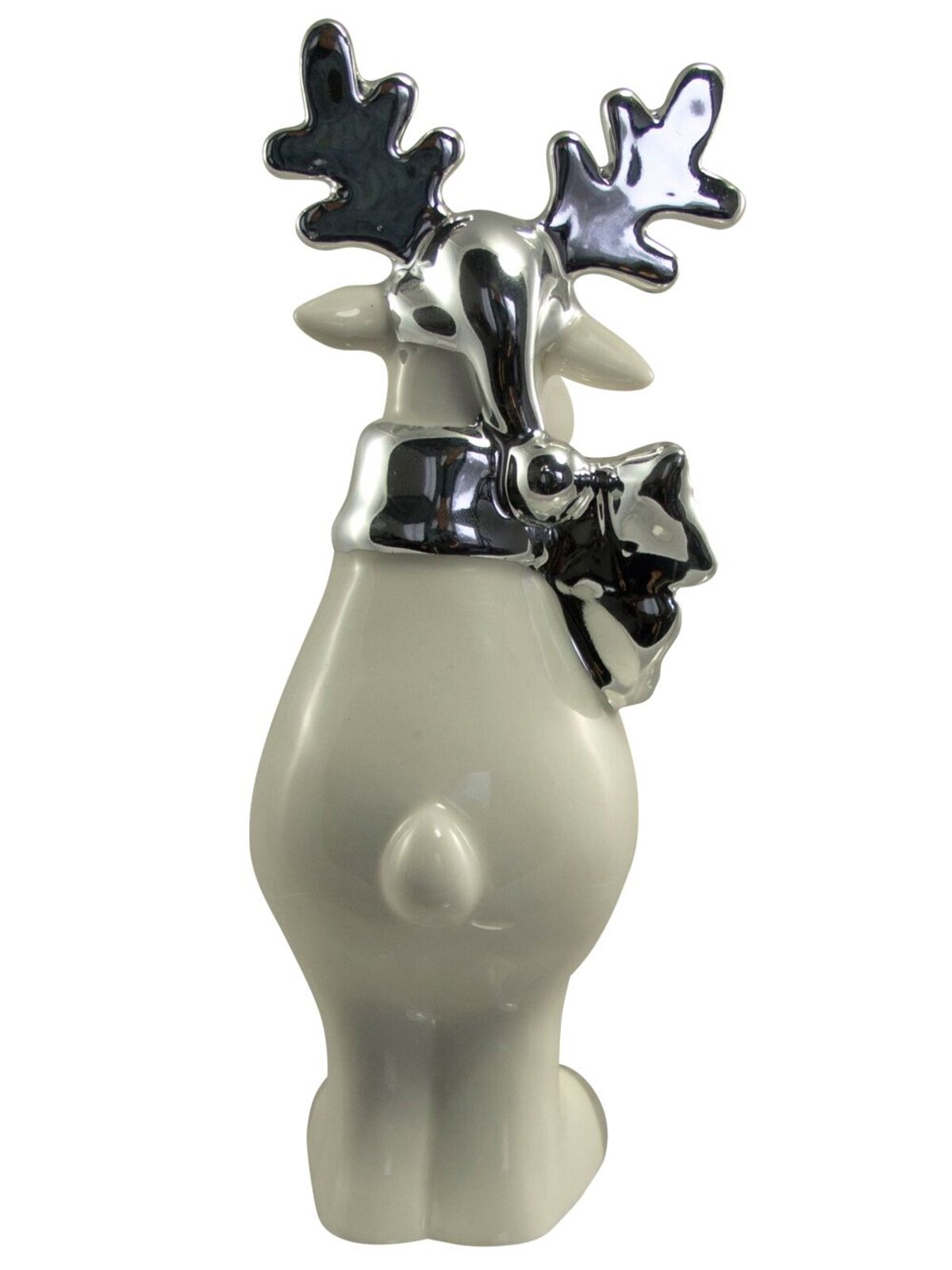 White Winter Ceramic Reindeer With Star - 20cm