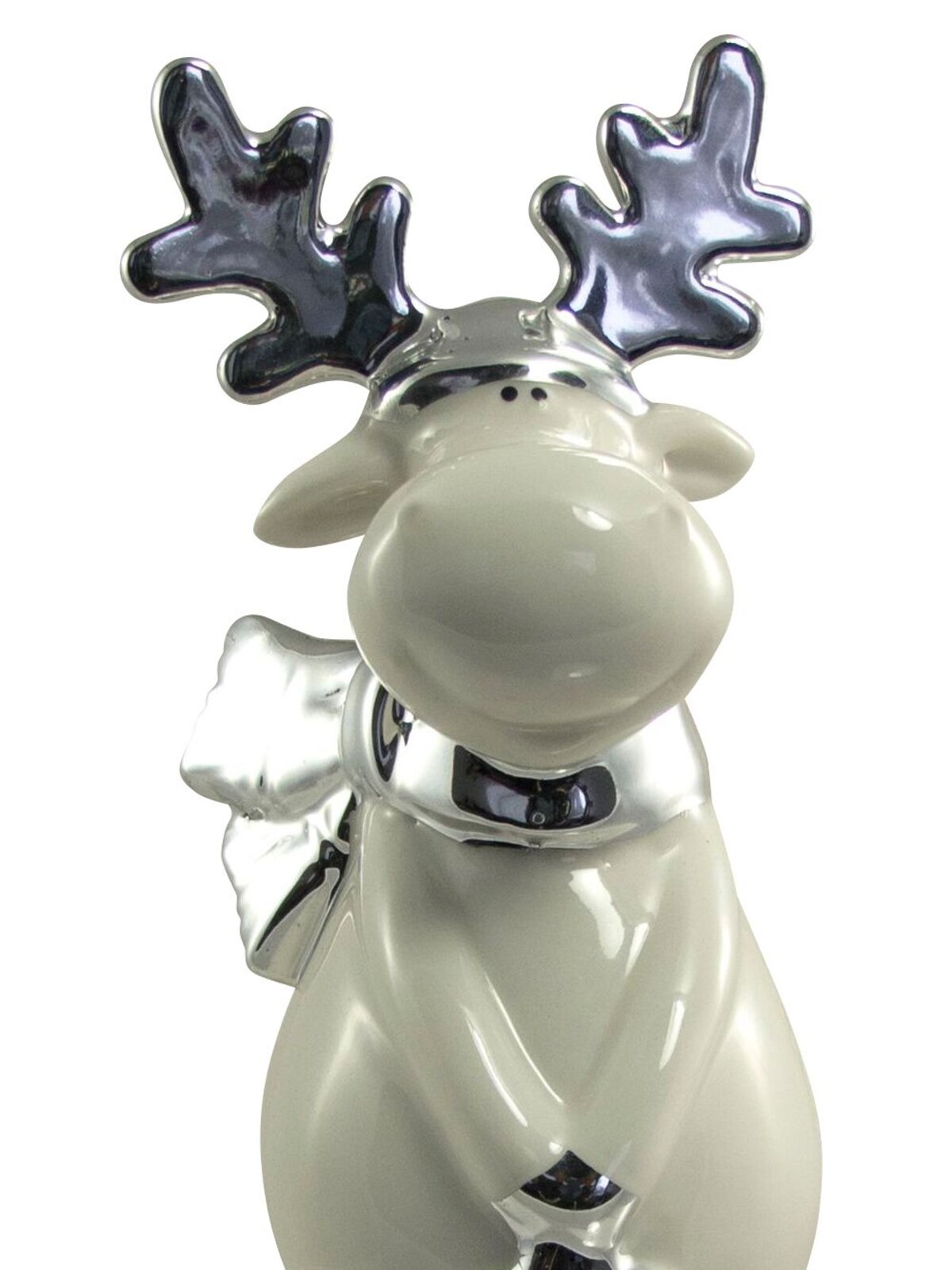 White Winter Ceramic Reindeer With Star - 20cm