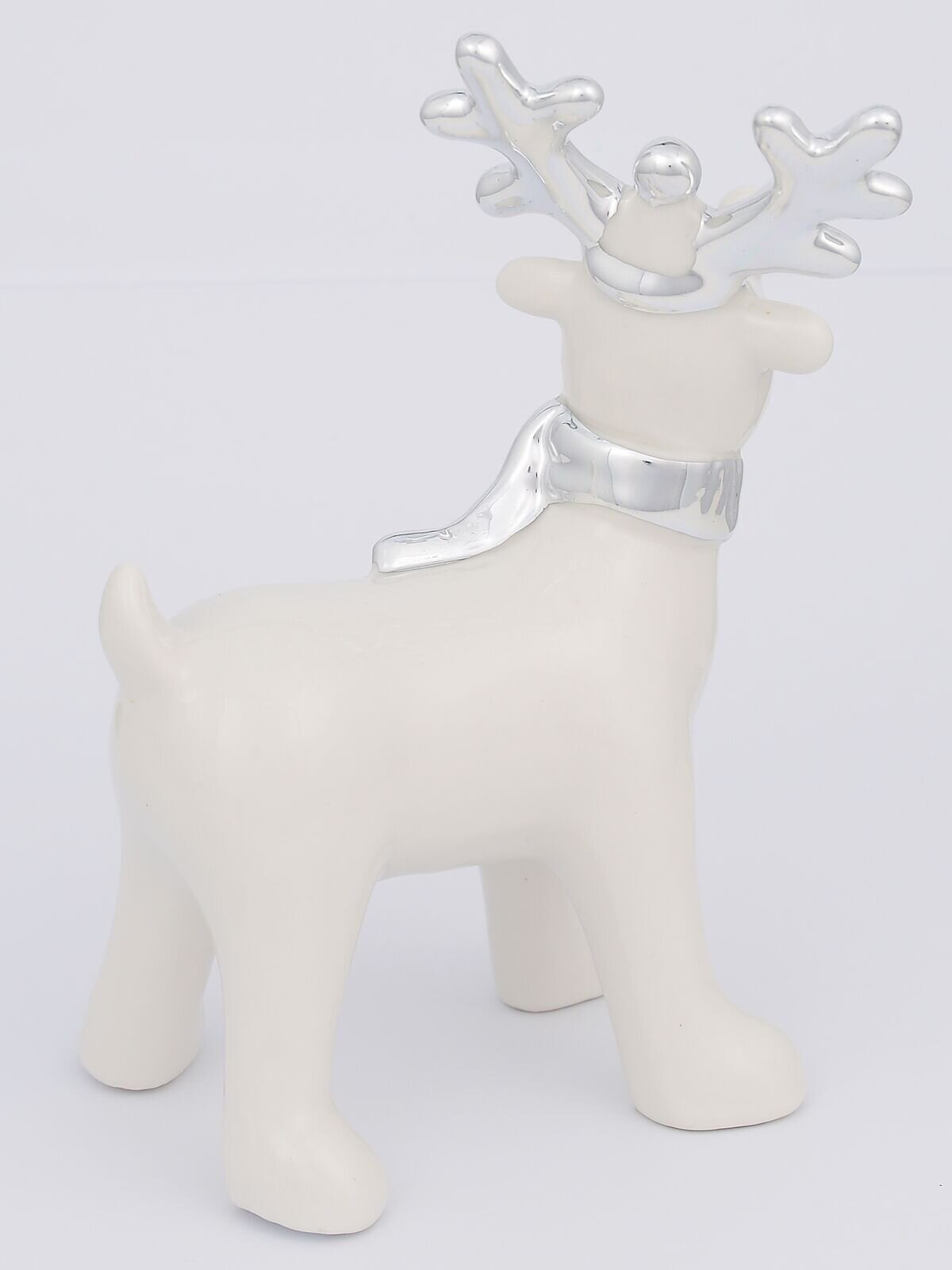 White Winter Reindeer With Scarf Ceramic Christmas Ornament - 14cm — image 2