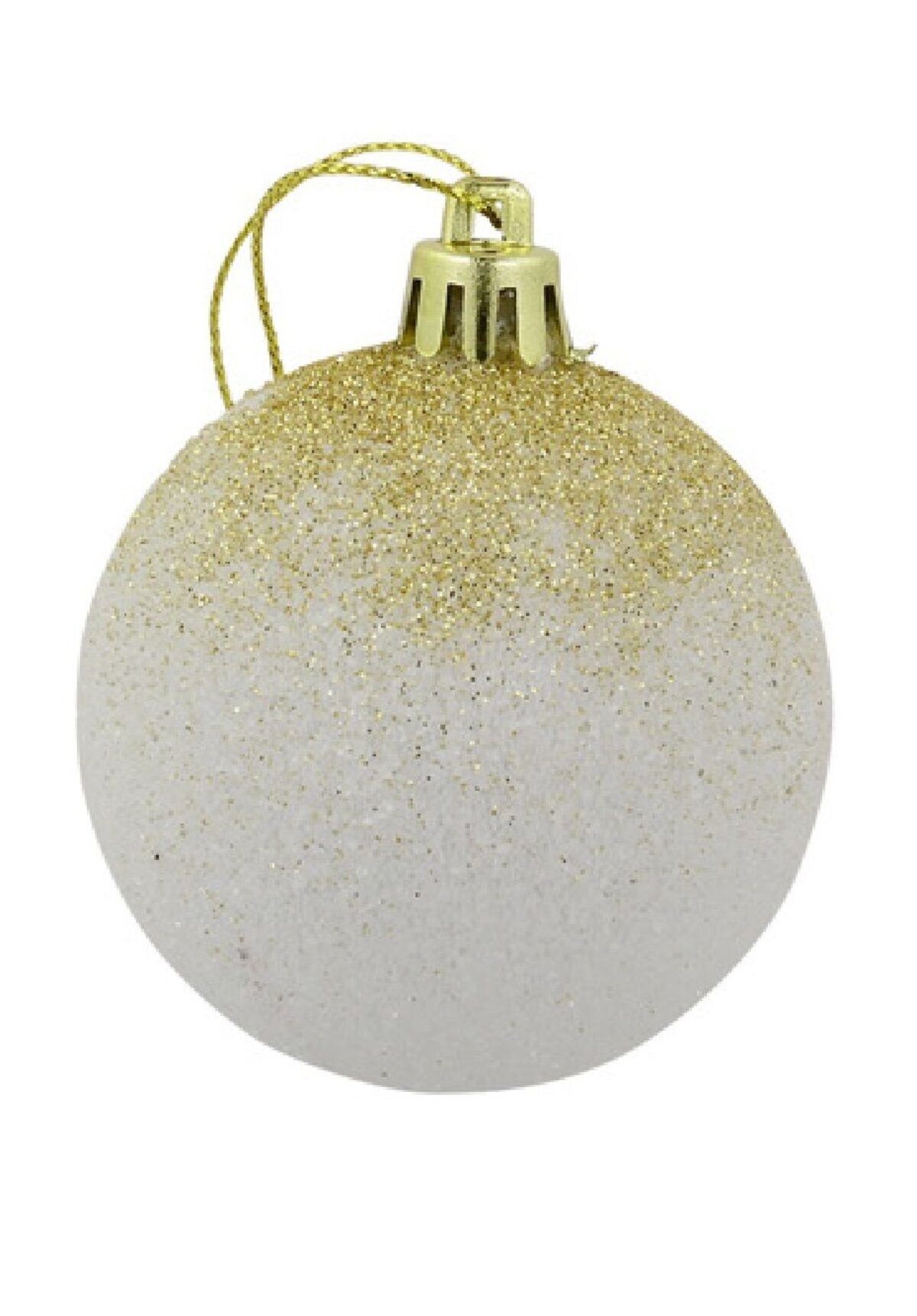 White With Gold Glitter Cascading Baubles - 6 x 60mm — image 2