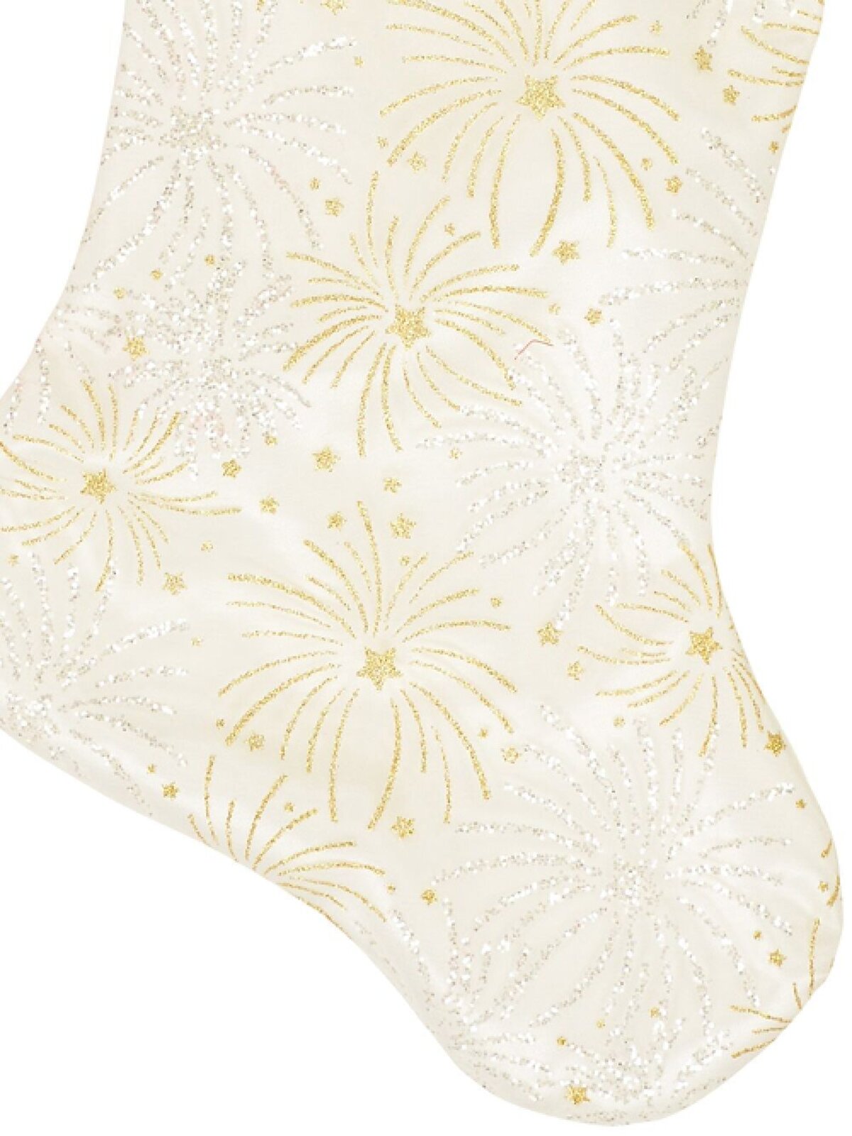 White With Gold & Iridescent Glitter Sunburst Pattern Christmas Stocking - 48cm — image 5