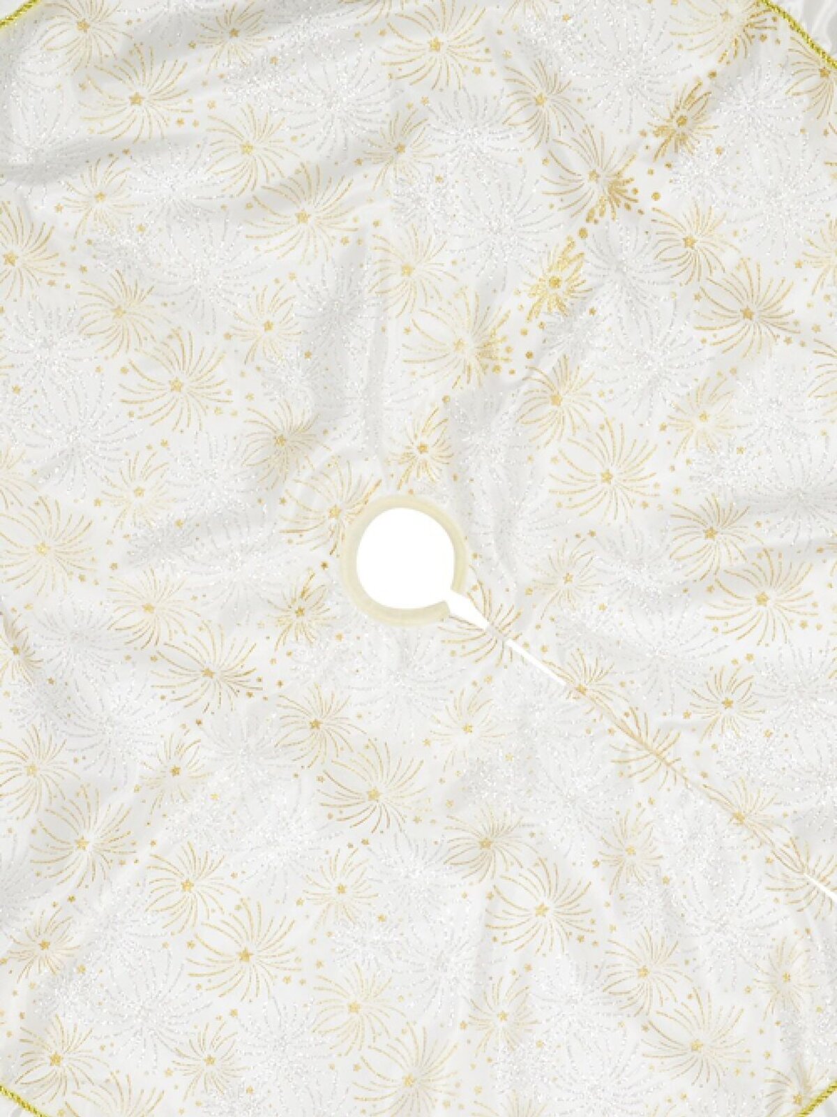 White With Iridescent & Gold Glitter Sunburst Pattern Christmas Tree Skirt - 1.2m — image 2