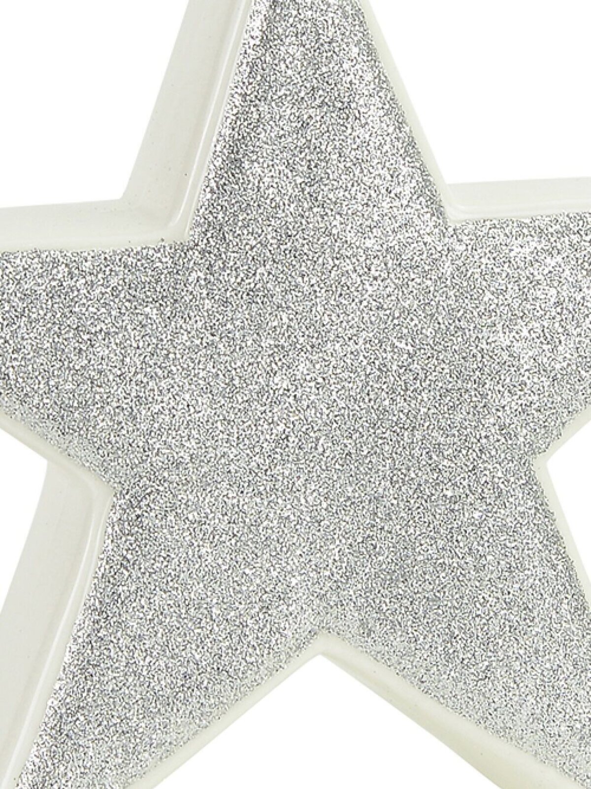 White With Silver Glitter Free Standing Star Ceramic Christmas Ornament - 17cm — image 4