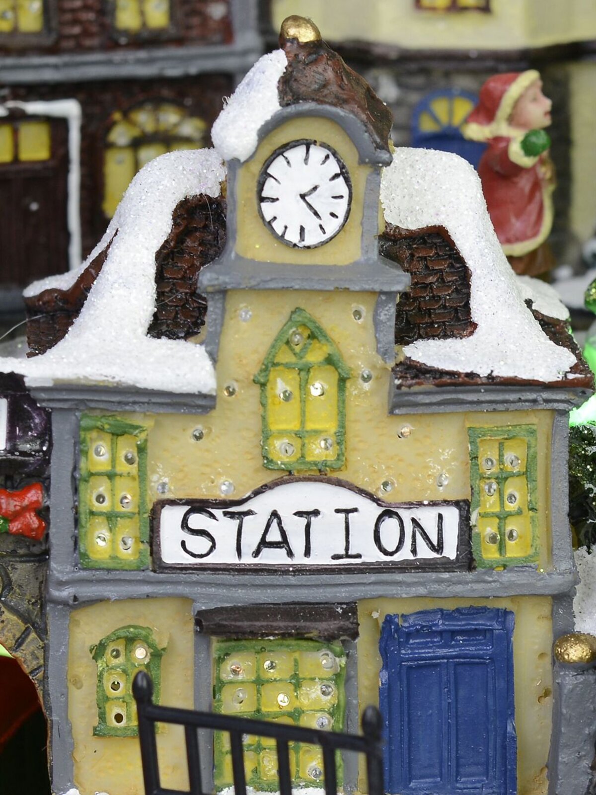 Winter Christmas Village & Train Station Scene with Animation & Lights - 23cm — image 3