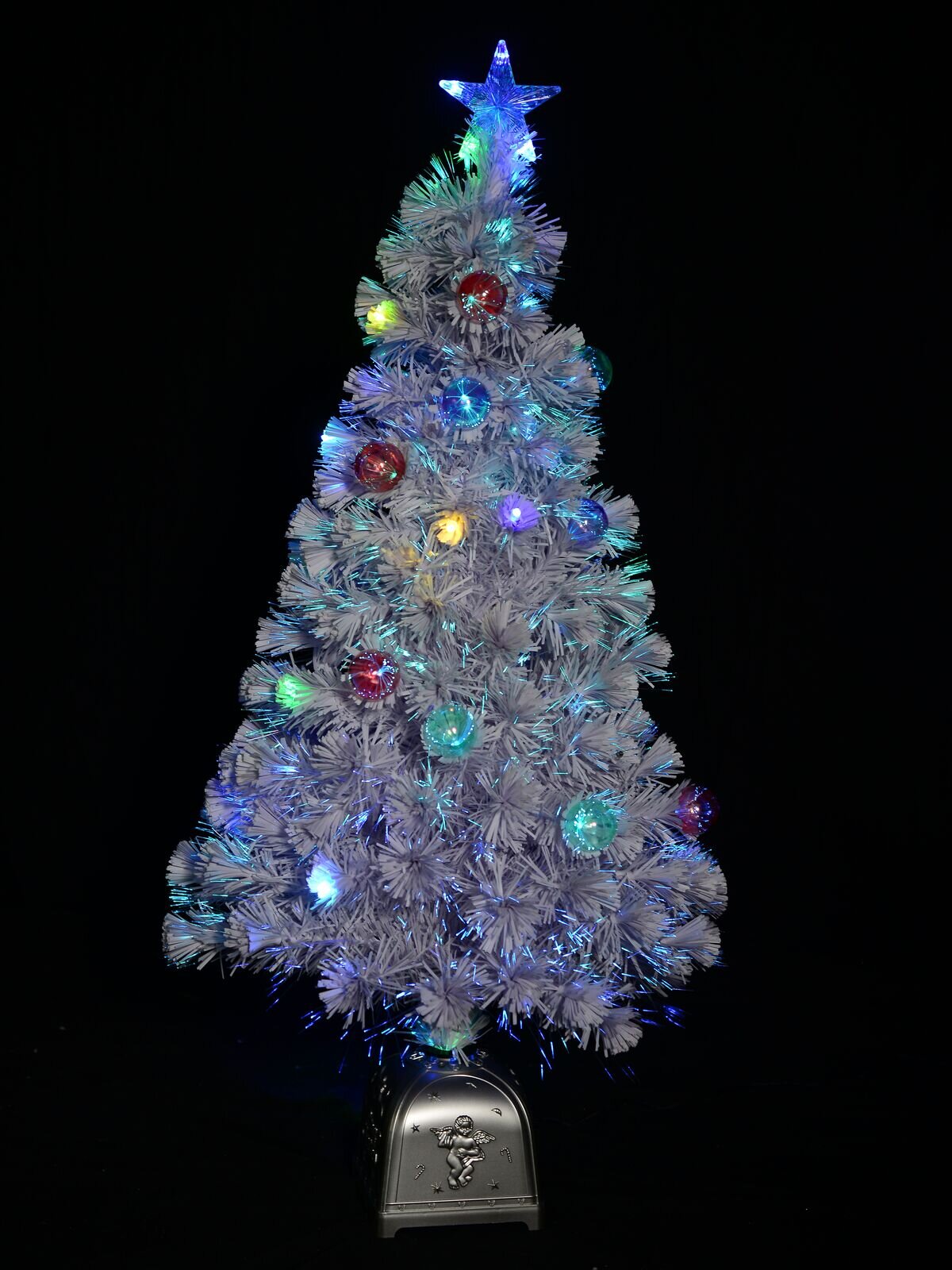 Winter Ice White Multi Colour LED & Fibre Optic Christmas Tree - 1.2m — image 2