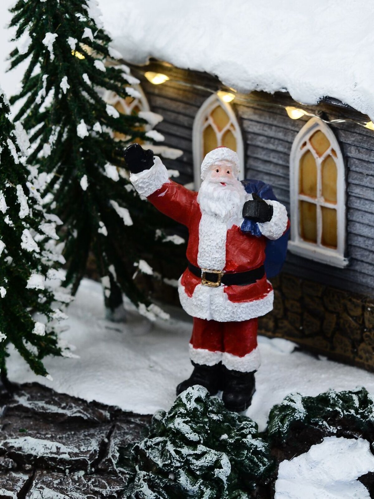 Winter Pond Fun Christmas Village Scene With Church, Carousel & Band - 60cm — image 5