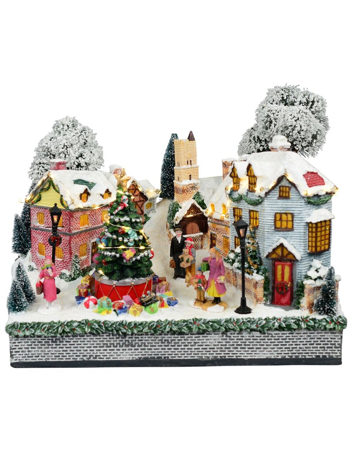 Winter Town Christmas Village Scene With LED Lights & Rotating Tree - 36cm — image 2
