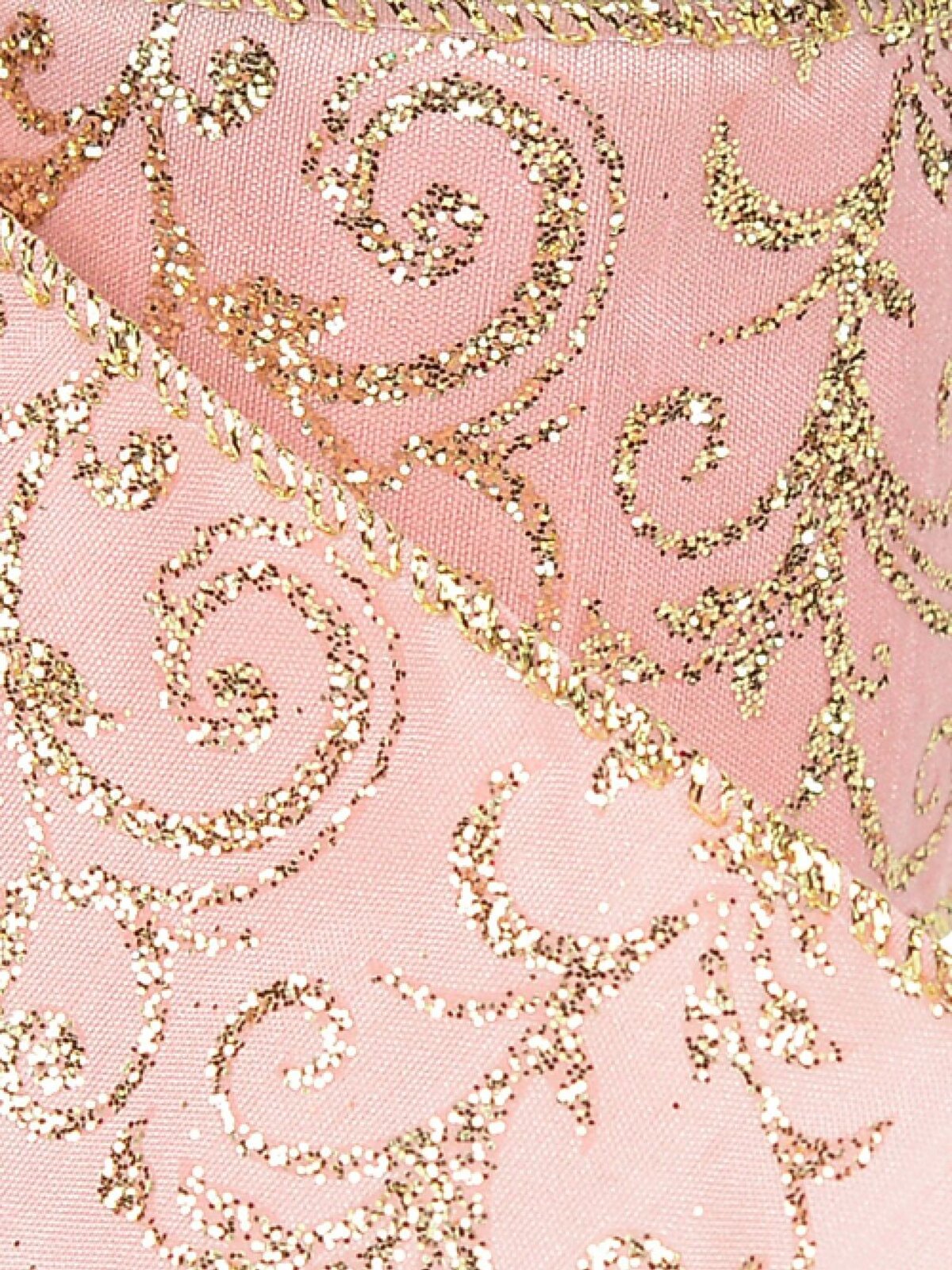 Wired Pink Organza Ribbon With Gold Filigree | 3m x 63mm