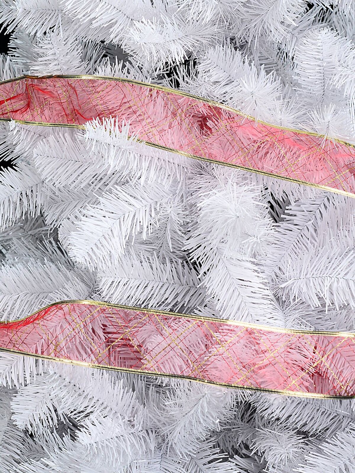 Wired Red Sheer Ribbon Red & Gold Glitter Plaid | 3m x 63mm — image 3