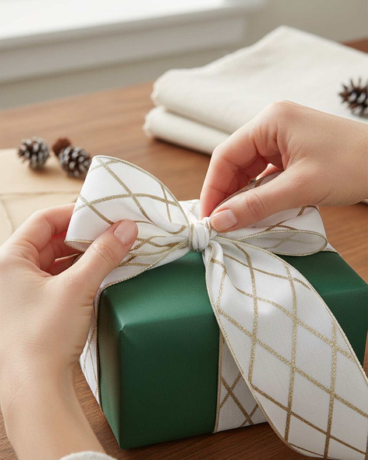 Wired White Velvet Ribbon With Champagne Glitter Diamond | 10m x 10cm — image 2