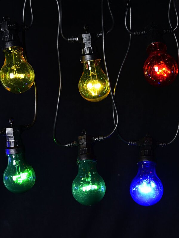 10 Clear G60 Festoon Christmas Party Lights With 50 Multi Colour LEDs - 5m