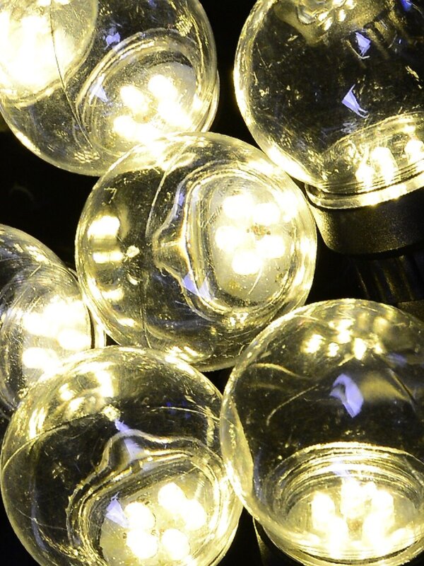 10 Clear G60 Festoon Christmas Party Lights With 50 Warm White LEDs - 5m