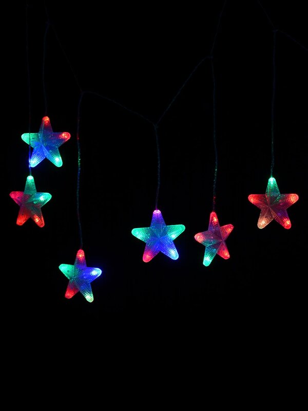10 Multi Colour Textured Stars Twinkle LED Christmas Icicle String Light - 1.4m — image 3