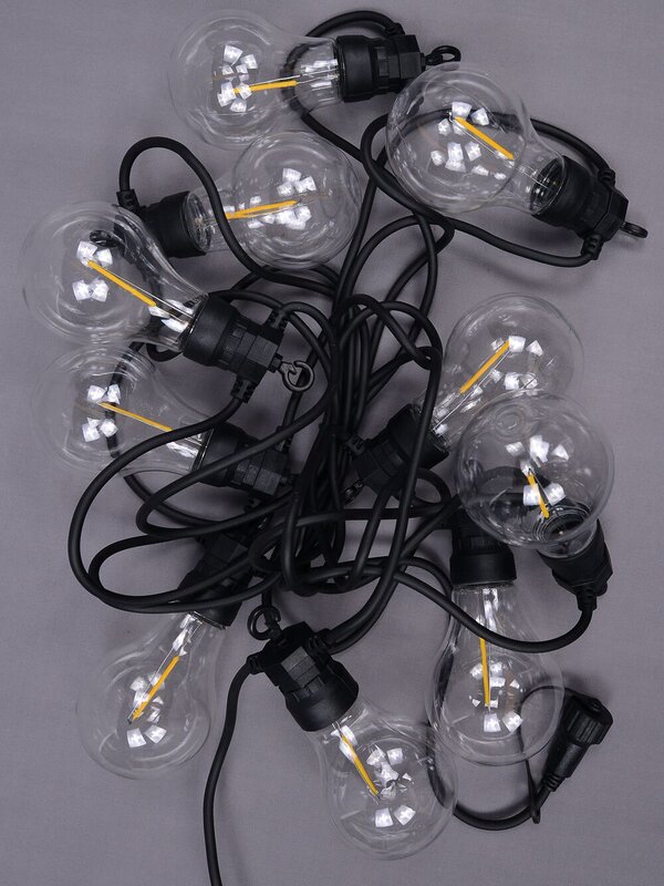 10 Warm White A60 With Filament Bulb Connectable Festoon Party Lights - 5m