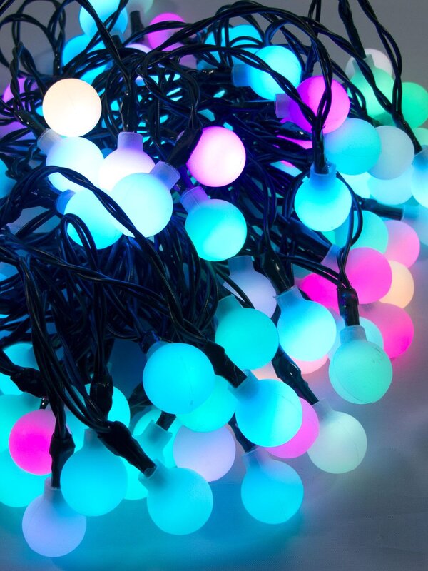 100 Multi Colour LED Bulb Auto Changing Spheres - 10m