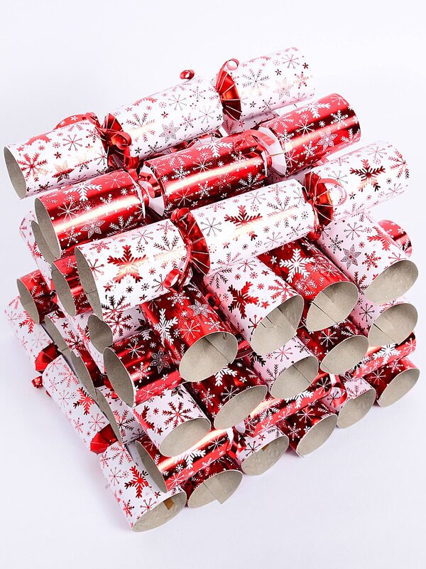 100 x 24cm Red & White Multi Style Snowflakes Small Christmas Bon Bons — image 2