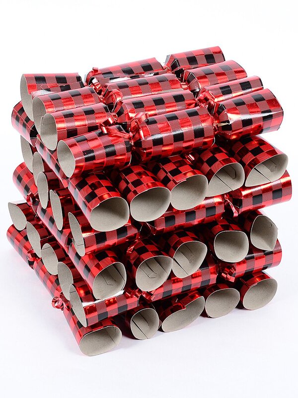 100x Red Tartan Small Christmas Bon Bons (Crackers) | 24cm — image 5
