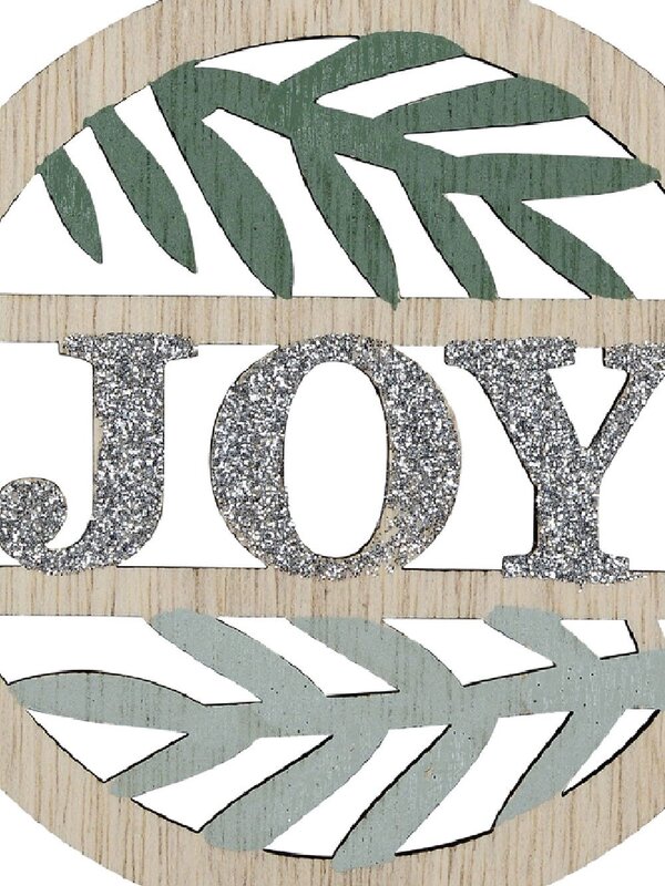 10cm Wood JOY & Pine Medallion Shape Christmas Tree Ornament — image 3