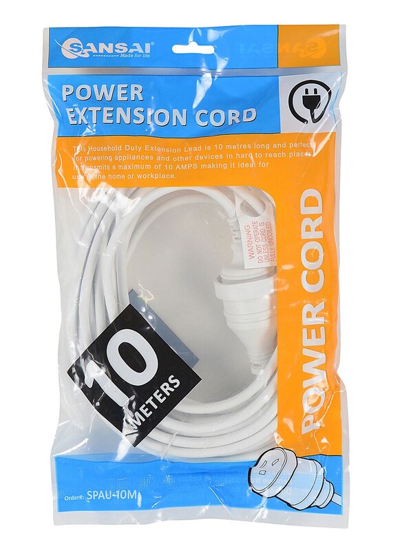 10m White Sansai Indoor Extension Cord | Extra Long Heavy Duty Power Lead — image 5