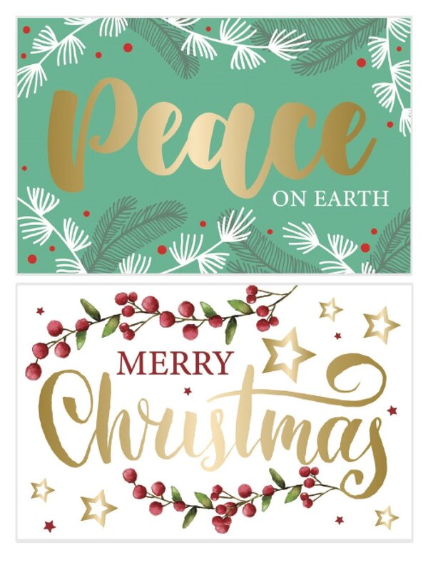 10x 17cm Christmas Botanical & Floral Gold Foil Greeting Cards Pack — image 4