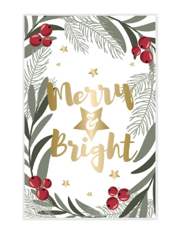 10x 17cm Christmas Botanical & Floral Gold Foil Greeting Cards Pack — image 3