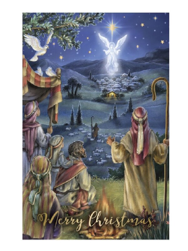 10x 17cm Nativity Scenes Christmas Greeting Cards With Metallic Gold Text Pack — image 3