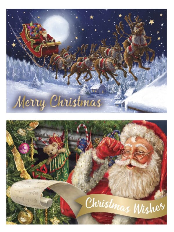10x Santa Claus Christmas Greeting Cards With Metallic Highlights Pack | 17cm — image 4