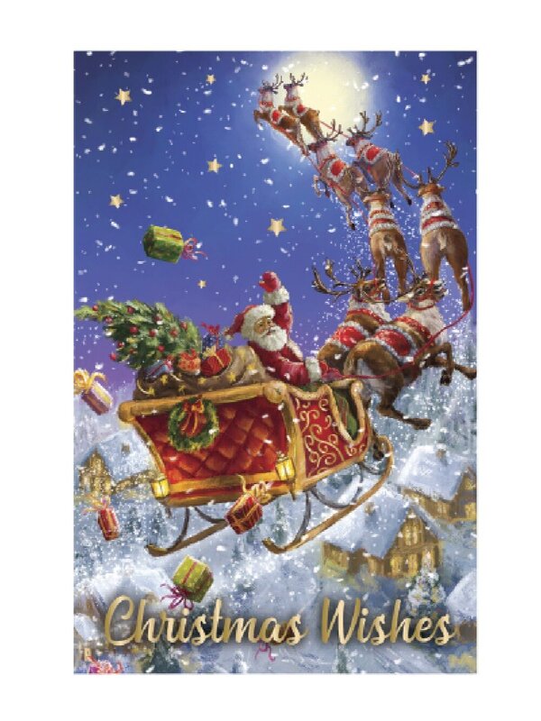 10x Santa Claus Christmas Greeting Cards With Metallic Highlights Pack | 17cm — image 3