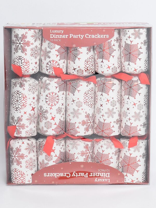 10x Red Snowflakes On White Christmas Bon Bons (Crackers) | 36cm — image 2