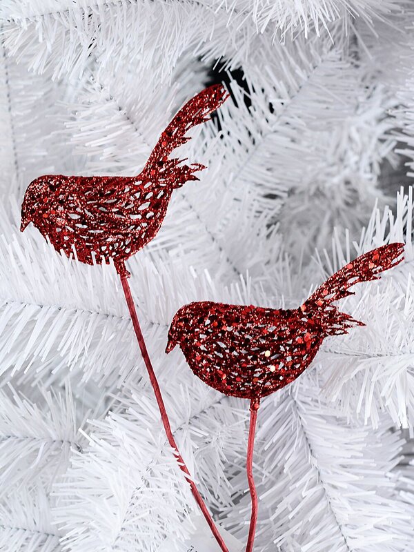 Red Robin Mesh With Embellishments Christmas Tree Clip Pick | 11cm — image 2