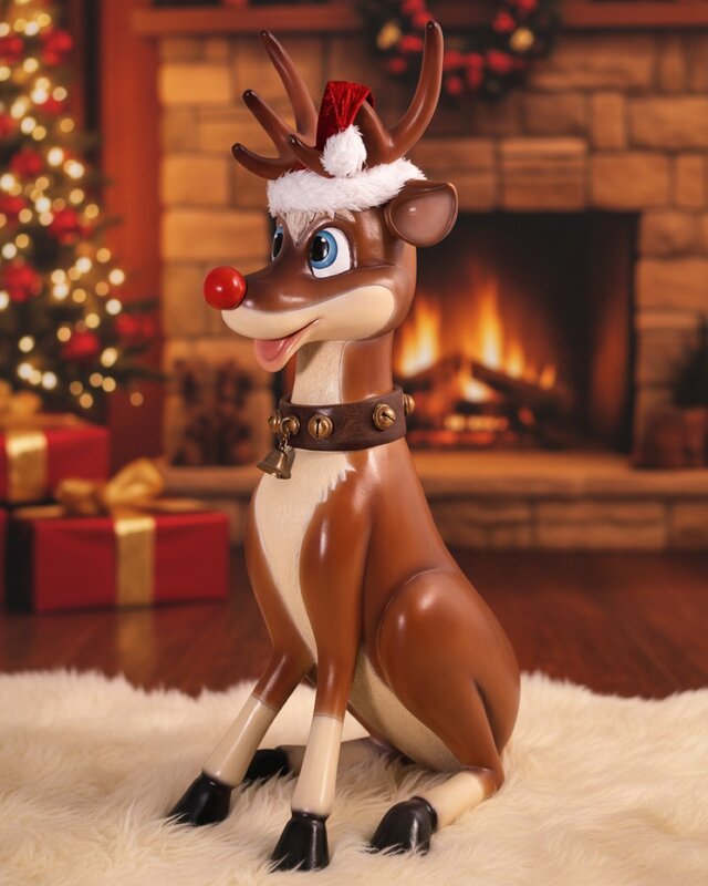 1.1m Cute Sitting Reindeer Life Size Resin Christmas Ornament — image 4
