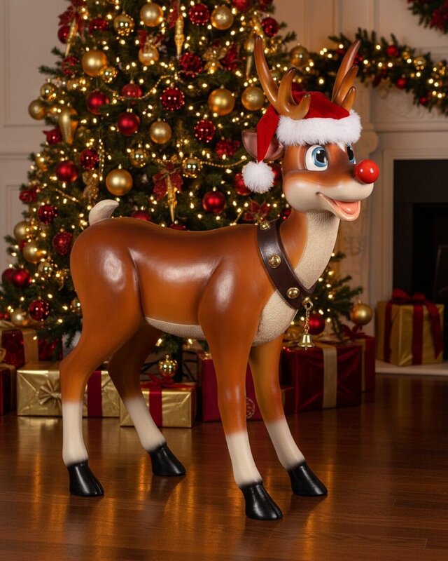 1.1m Cute Standing Reindeer Life Size Resin Christmas Ornament — image 4