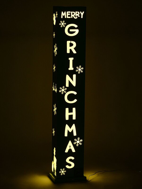 1.1m Green Merry Grinchmas Signpost With Warm White LED Light Display — image 4