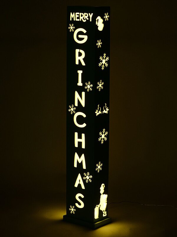 1.1m Green Merry Grinchmas Signpost With Warm White LED Light Display — image 2