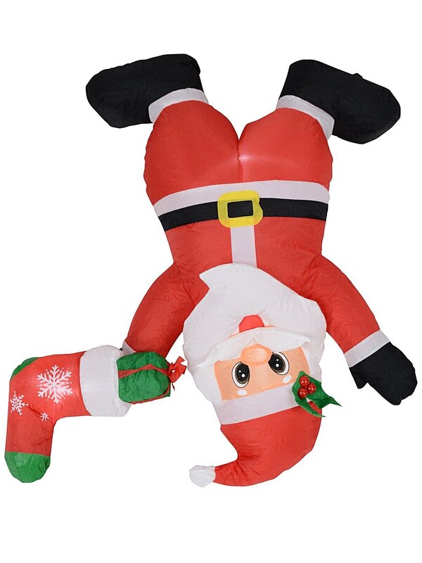 1.1m Hanging Upside Down Santa & Stocking Illuminated Christmas Inflatable — image 3