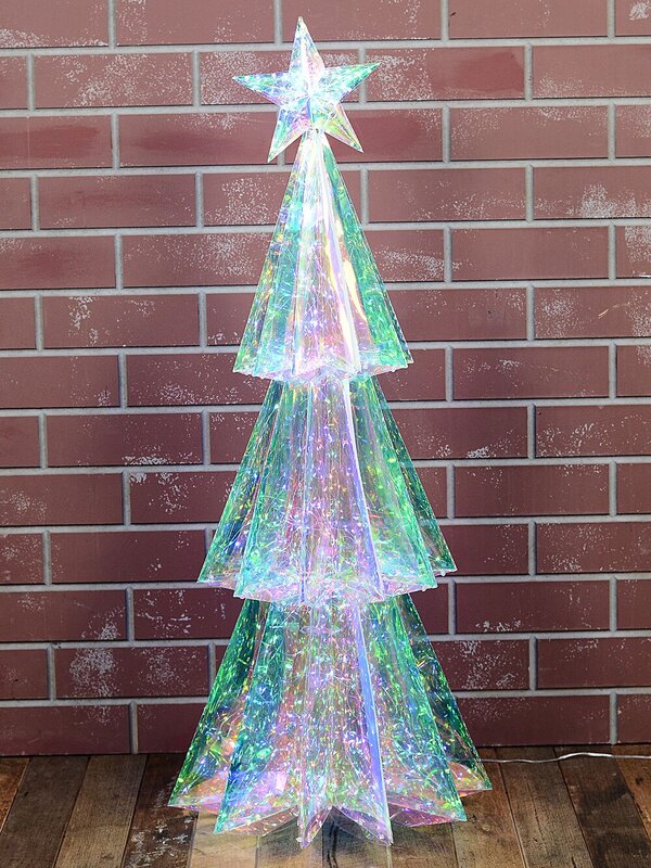 1.1m Iridescent Holographic & Multi Colour LED Christmas Tree Light Display — image 3