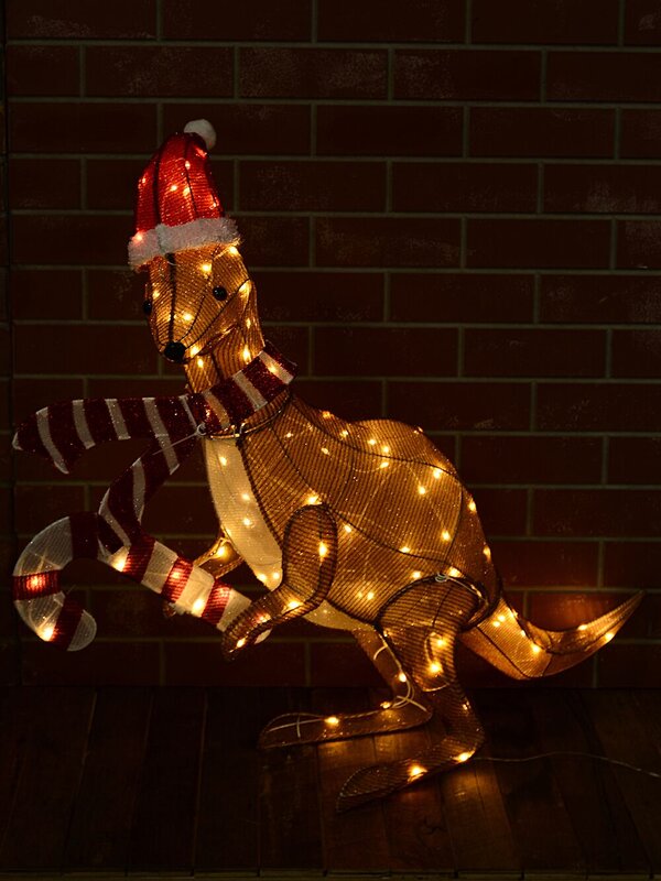 1.1m Warm White With Twinkle LED Christmas Kangaroo Fabric Light Display — image 2